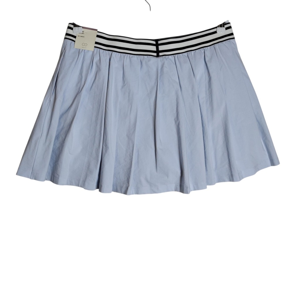 CALIA Women Halogen Blue Pleat Skort Golf Tennis Large 15.5" Striped Waistband